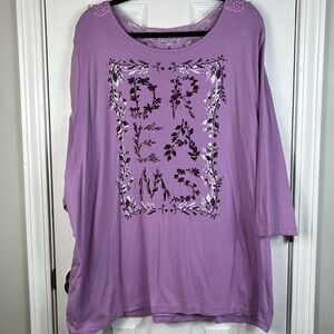 CJ banks lavender 3/4 sleeves size 3X. Beading on front, crotchet on back